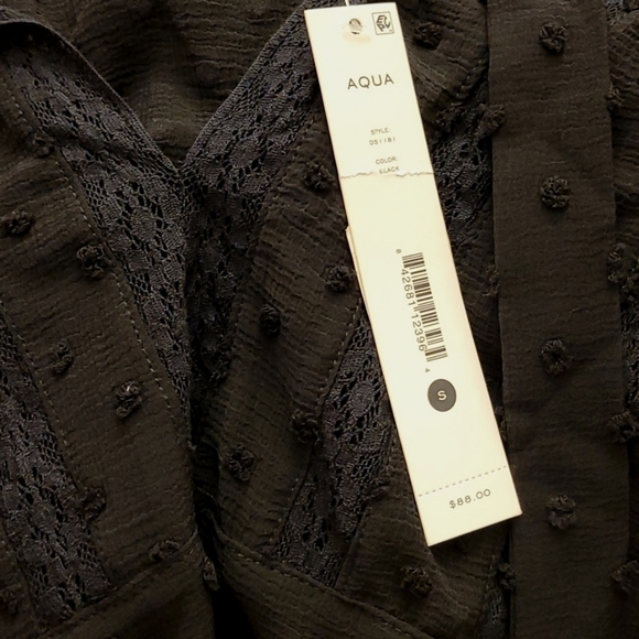 NWT Swiss Dot Long Sleeve Tie Neck Mini Dress Small - Picture 3 of 4